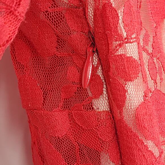 Free People Floral Lace Embroidered Scalloped Lace Dress with Slip Dress Size 6 - Picture 4 of 7